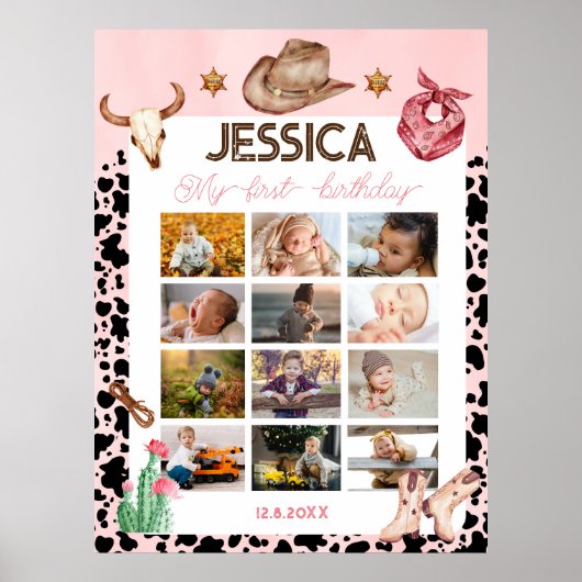 Poster Cowboy Anniversaire 1er Rodéo Anniversaire (Devant)