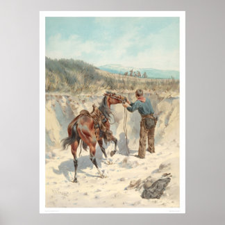 Poster Cowboy avec cheval à Arroyo... (1324)