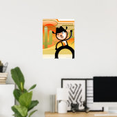 Poster Cowboy avec lasso et cactus (Bureau à domicile)