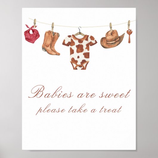 Poster Cowboy baby shower - Babies are sweet (Devant)
