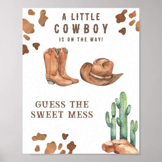 Poster Cowboy baby shower devine la douce pagaille (Devant)