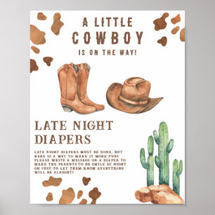 Poster Cowboy baby shower Late nuit couches jeu