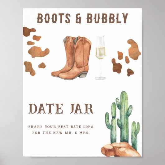 Poster Cowboy bottes bulles douche nuptiale Date idées nu (Devant)