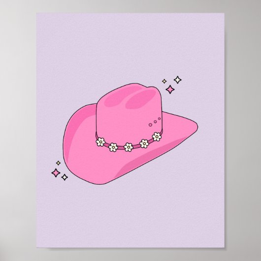 Poster Cowboy Casquette Preppy Violet Et Rose (Devant)