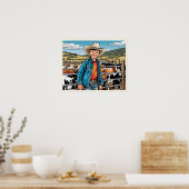Poster Cowboy Cattle Rancher Boy's Bedroom Art graphique (Cuisine)