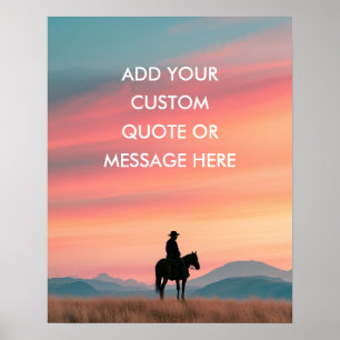 Poster Cowboy Cheval Coucher de soleil - Créez Votre Prop