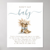 Poster Cowboy Coquette Bow Baby Shower Ne dites pas Bébé (Devant)