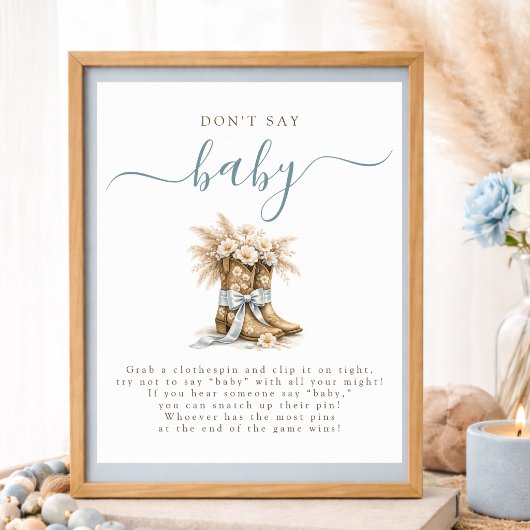 Poster Cowboy Coquette Bow Baby Shower Ne dites pas Bébé