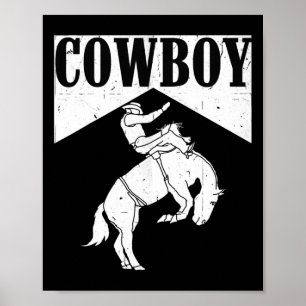 Poster Cowboy Cowgirl Rodeo Horse Riding Pays Ouest