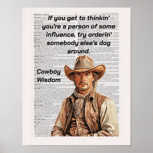 Poster Cowboy Dit, Sagesse, Si vous pensez... (Devant)
