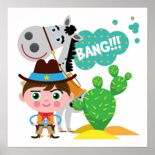 Poster Cowboy et cheval