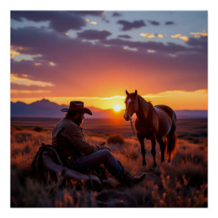 Poster Cowboy et Cheval