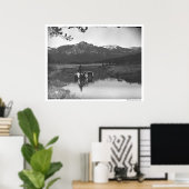 Poster Cowboy et cheval dans un étang (Bureau à domicile)