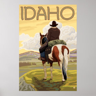 Poster Cowboy et cheval - Idaho
