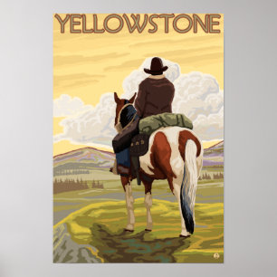 Poster Cowboy et cheval - parc national de Yellowstone