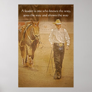 Poster Cowboy Et Horse Leadership imprimé de motivation