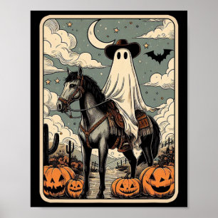 Poster Cowboy Ghost Riding Horse Funny Tarot Card Hallowe