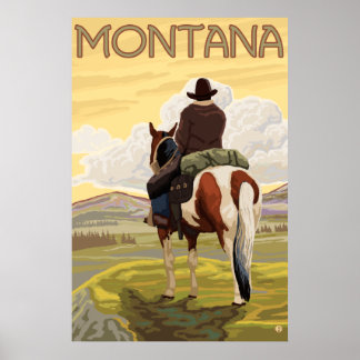 Poster Cowboy & Horse - Montana