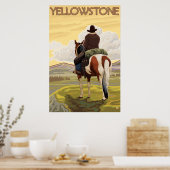 Poster Cowboy & Horse - Parc national de Yellowstone (Cuisine)