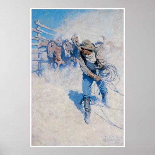 Poster Cowboy lassoing a horse, 1904 (Devant)
