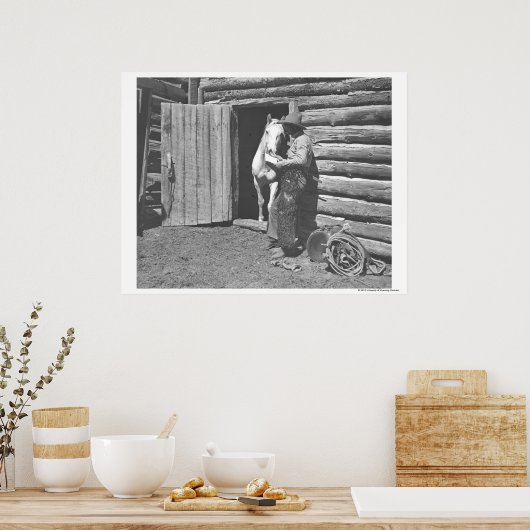 Poster Cowboy lisant une lettre. (Cuisine)