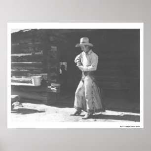 Poster Cowboy mangeant d'un beurre d'arachide Can. de