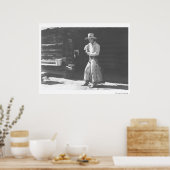 Poster Cowboy mangeant d'une canette de beurre d'arachide (Cuisine)