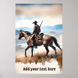 Poster Cowboy moderne chevauchant un cheval