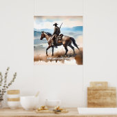 Poster Cowboy moderne chevauchant un cheval (Cuisine)