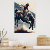 Poster Cowboy monte un cheval bourreau (Cuisine)