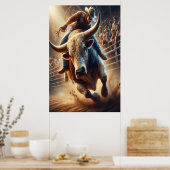 Poster Cowboy monte un taureau bourreau (Cuisine)