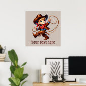 Poster Cowboy occidental personnalisable (Bureau à domicile)