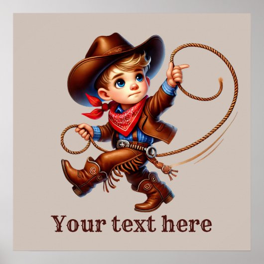 Poster Cowboy occidental personnalisable (Devant)