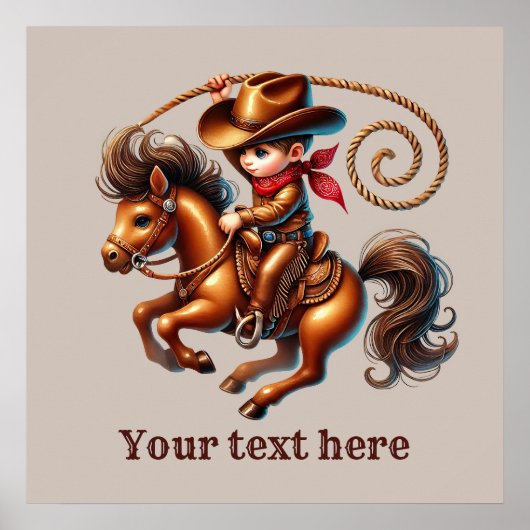 Poster Cowboy occidental personnalisable (Devant)