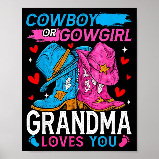 Poster Cowboy Or Cowgirl Grandma Loves You Gender Reveal (Devant)