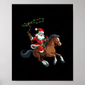 Poster cowboy père Noël à cheval noël drôle t- (Devant)