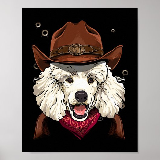 Poster Cowboy Poodle Western Rodeo Cowboy Casquette et Ba (Devant)