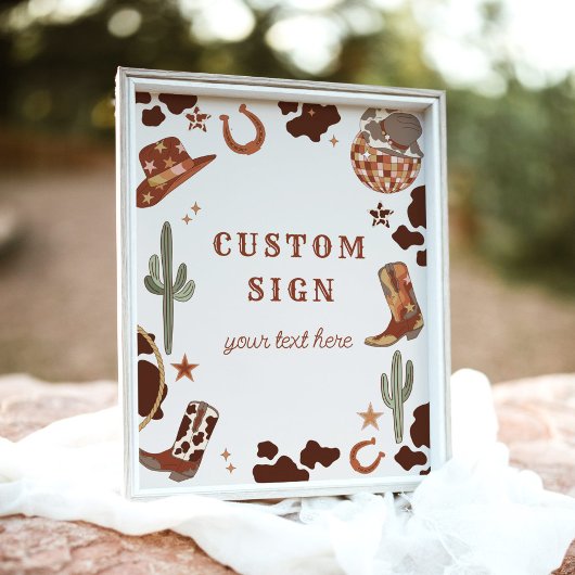 Poster Cowboy Rodeo anniversaire Wild west Panneau person