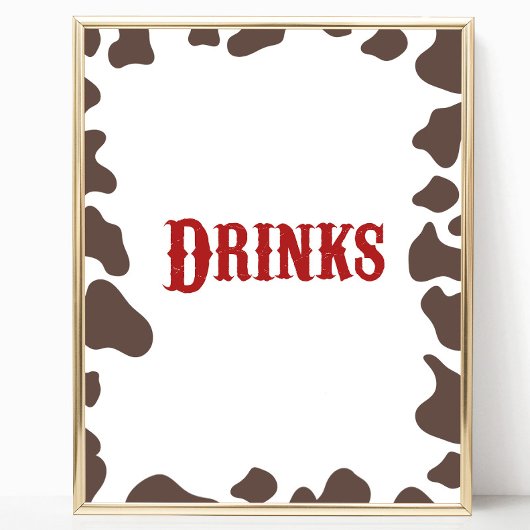 Poster Cowboy Rodeo Western Boissons Panneau de la Table