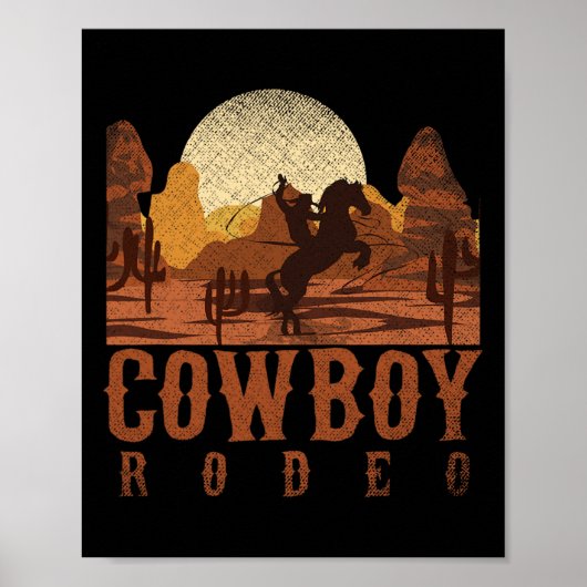 Poster Cowboy Rodeo Western Texan Cadeau Horseck équitati (Devant)