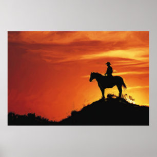 POSTER COWBOY SOLITAIRE SUSET