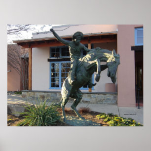 Poster Cowboy sur l'élevage de chevaux Statue