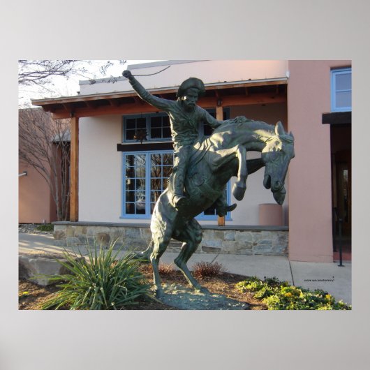 Poster Cowboy sur l'élevage de chevaux Statue (Devant)