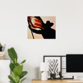 Poster Cowboy tenant des étoiles et des rayures, silhouet (Bureau à domicile)