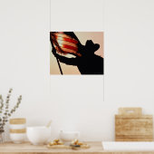 Poster Cowboy tenant des étoiles et des rayures, silhouet (Cuisine)