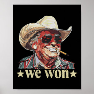 Poster Cowboy Trump Occidental Nous avons gagné Drapeau A