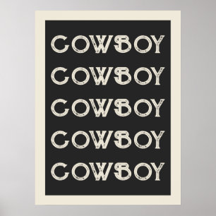 Poster Cowboy Western Typography Wall Art Cabine