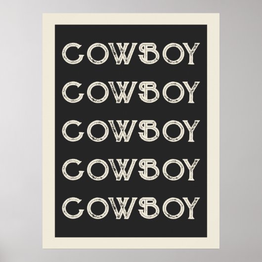 Poster Cowboy Western Typography Wall Art Cabine (Devant)