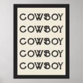 Poster Cowboy Western Typography Wall Art Cabine (Devant)
