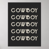 Poster Cowboy Western Typography Wall Art Cabine (Devant)